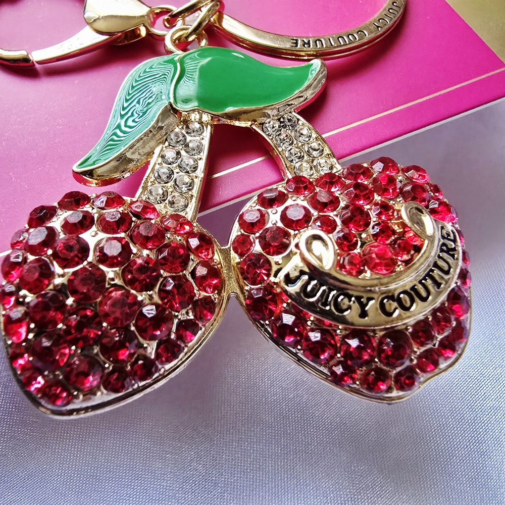 Juicy Couture Red Crystal Cherry Keychain